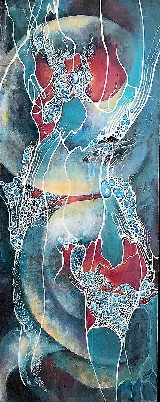 abstract stream, rocks, bubbles