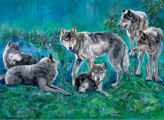 Blue Canvas_Alpha Wolf_Alpha Female_ pack Watching